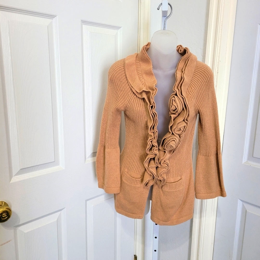 Cardigan Sweater with 3D Roses